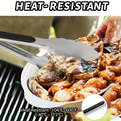 [Stainless Steel Locking Tongs] 3pcs Heavy Duty Stainless Steel Locking Tong Set with Long Handle & Non-Slip Silicone Grip - Heat-Resistant up to 480°F, Ergonomic Design for Cooking, Baking, Grilling - Durable Kitchen Utensi