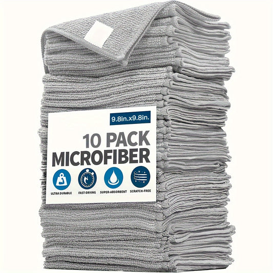 5/10/20/50/100pcs UltraSoft Absorbent Cleaning Towel Set - Gentle on Surfaces, Effective Stain Remover, Quick-Drying, Lint-Free, Soft Gray Color - Ideal for Cleaning Glass, Kitchen Countertops, Pots, Pans, Faucets, and More