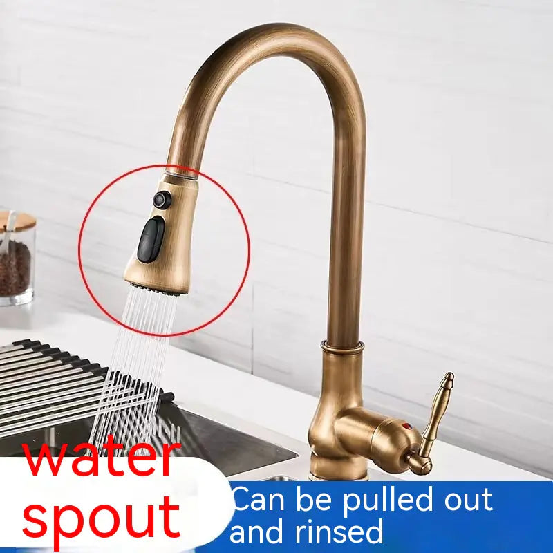 Copper Pull-Down Antique Kitchen Sink Faucet