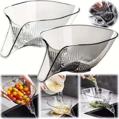 1/2pcs Versatile Kitchen Draining Basket - Sturdy Plastic, Easy Wash, for Vegetables, Pasta & Fruit
