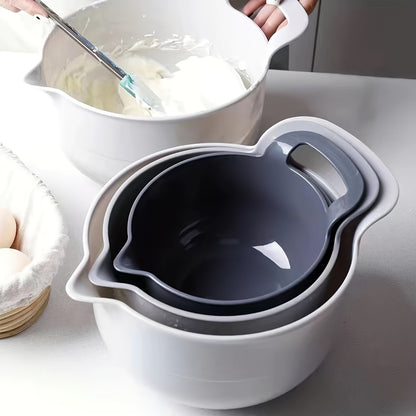 4pcs, Mixing Bowls, Nesting Plastic Mixing Bowl Set With Pour Spouts And Handles, Home Kitchen Accessories