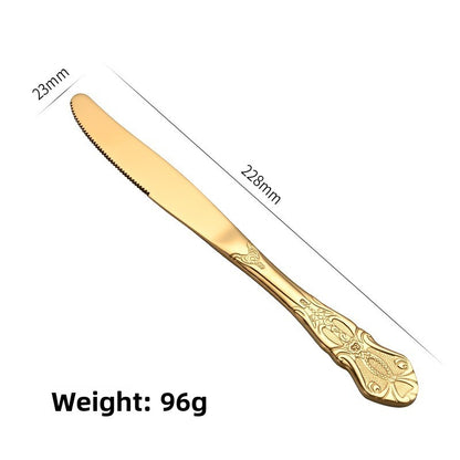 Elegant 410 Stainless Steel Cutlery Set with Retro Hollow Design