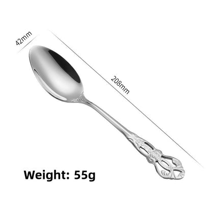 Elegant 410 Stainless Steel Cutlery Set with Retro Hollow Design