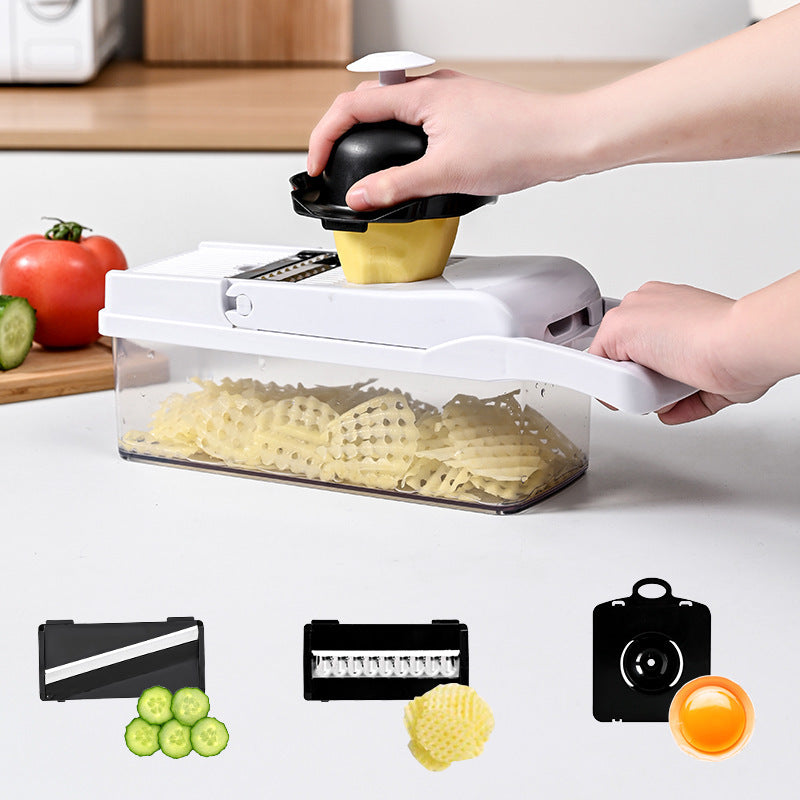 Multifunctional Vegetable & Fruit Cutter ? Stainless Steel Blades with Multiple Attachments