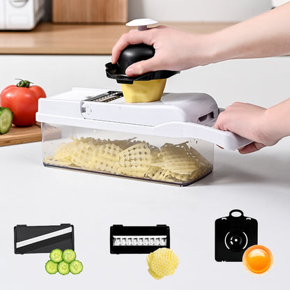 Multifunctional Vegetable & Fruit Cutter ? Stainless Steel Blades with Multiple Attachments