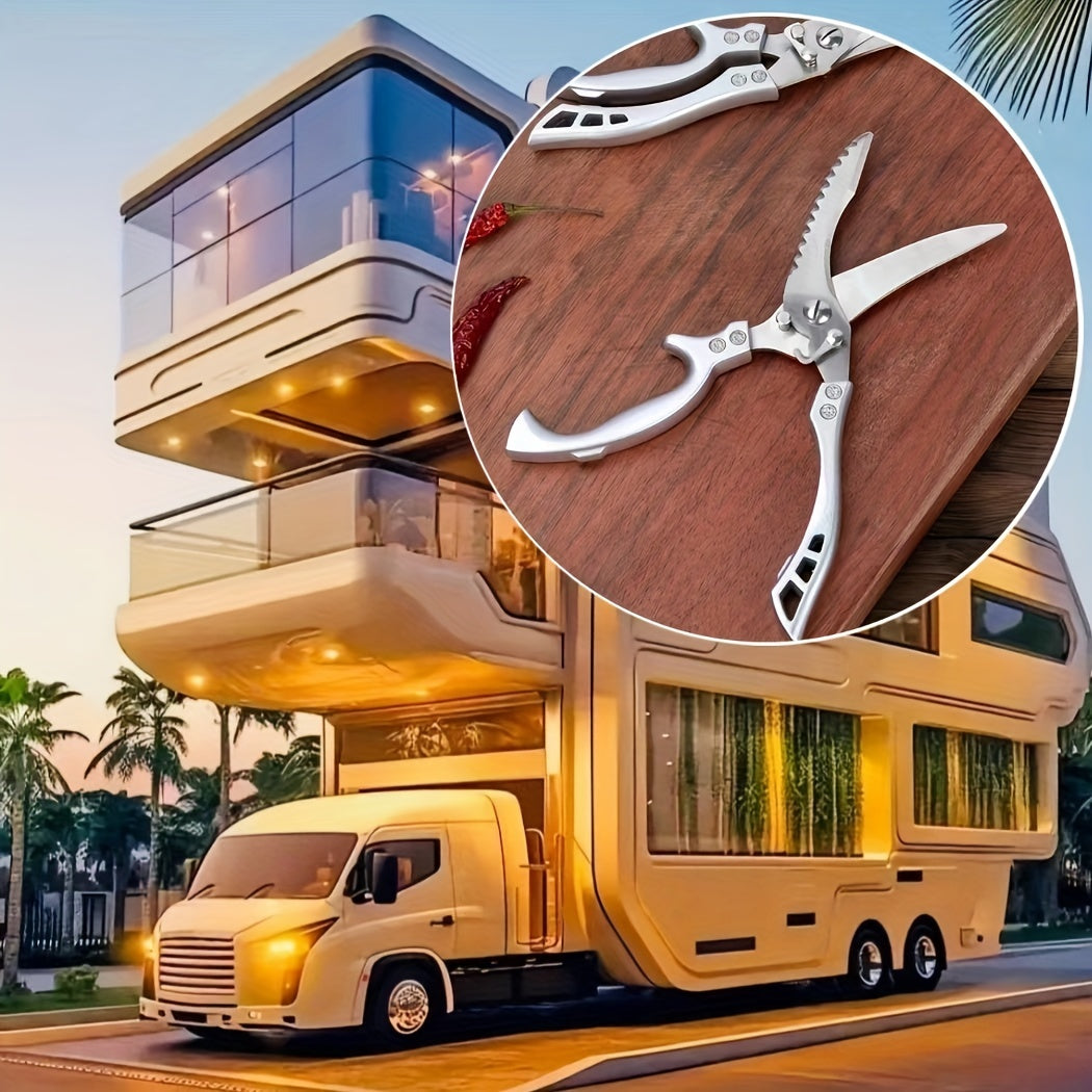 [Sharp Stainless Steel Kitchen Shears] Kitchen Poultry Shears Multipurpose Sharp Stainless Steel Kitchen Shears Meat And Vegetable Grilling Scissors Chef Cooking Scissors RV Kitchen Utensils