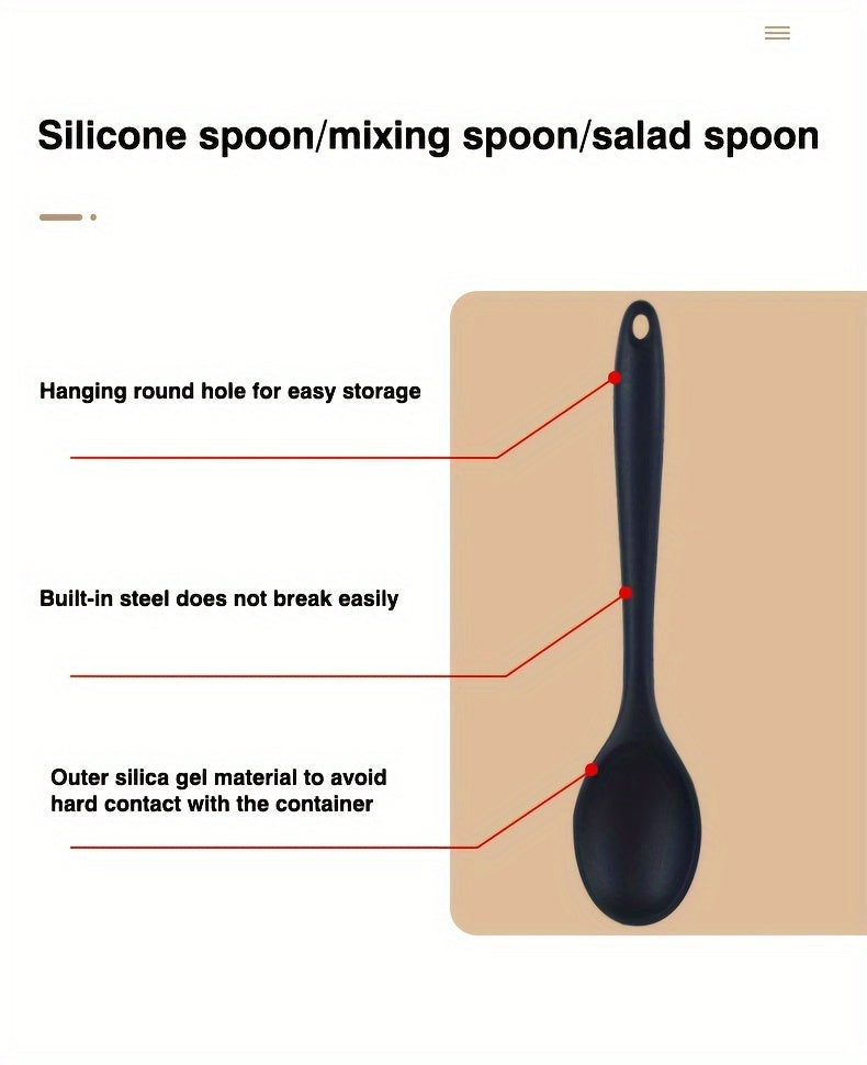 1pc Premium Silicone Spoon - Ladles for Cooking, Mixing, Serving, and Salad Preparation - Heat Resistant, Non-Stick, and Easy to Clean Kitchen Essential