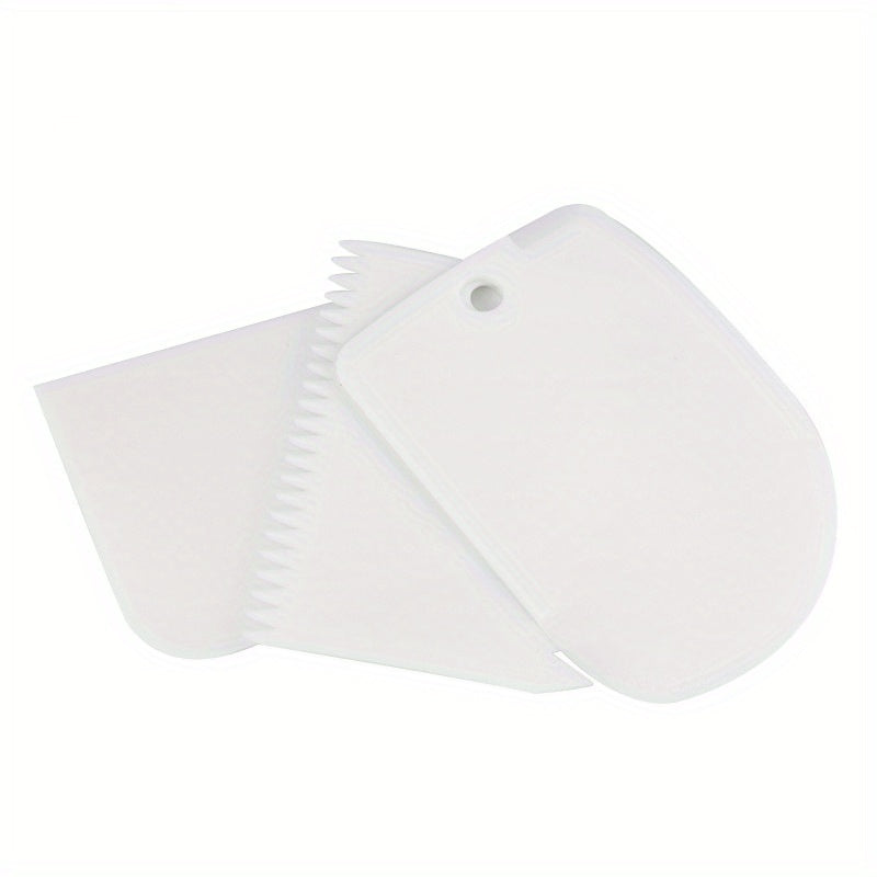 3pcs Cake Scraper Smoother Set - Cake Icing Smoother Tool For Cake Decoration, Flexible Plastic Dough Scraper - For Baking Enthusiasts & Professionals - Multifunctional Kitchen Tools - Perfect Gift for Bakers