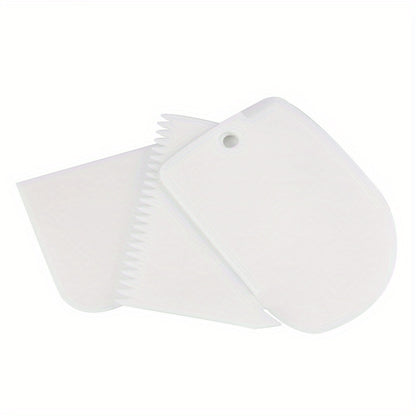 3pcs Cake Scraper Smoother Set - Cake Icing Smoother Tool For Cake Decoration, Flexible Plastic Dough Scraper - For Baking Enthusiasts & Professionals - Multifunctional Kitchen Tools - Perfect Gift for Bakers