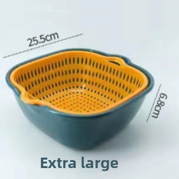 Double-Layer Washing & Draining Basket ? Multi-Functional Kitchen Basin for Fruits and Vegetables