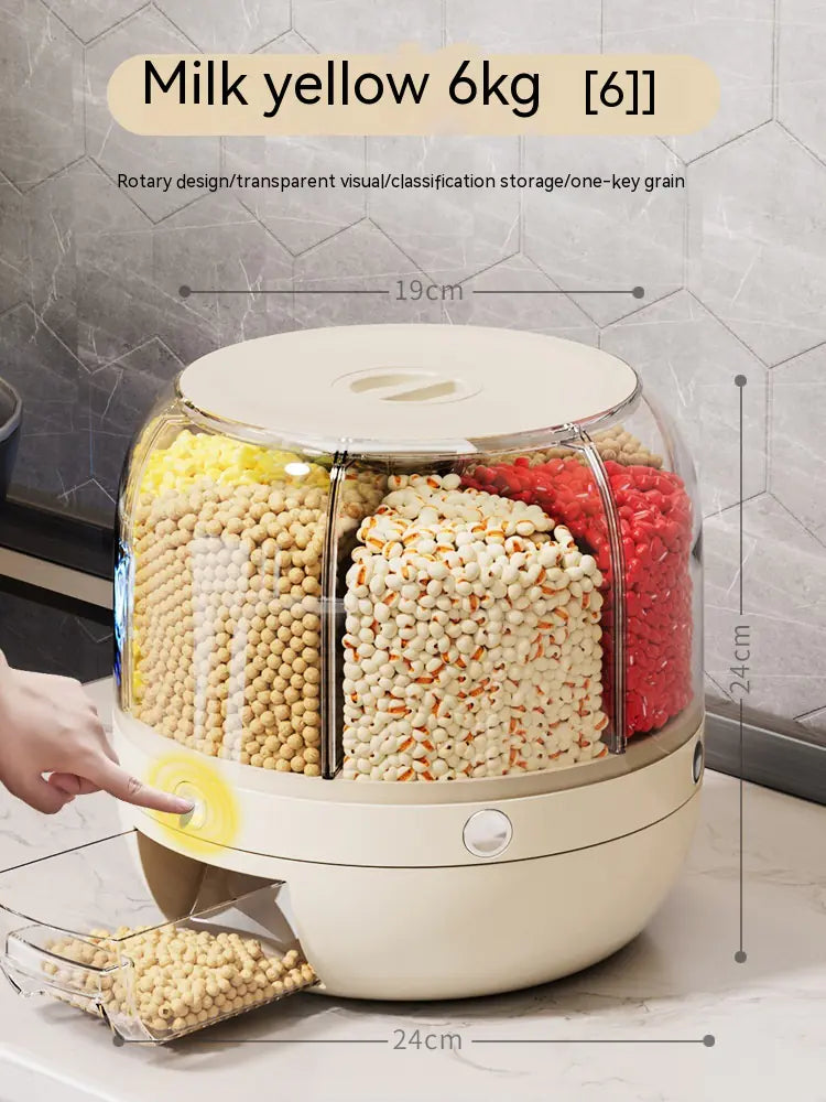 Rotating Separated Sealed Cereal Storage Container