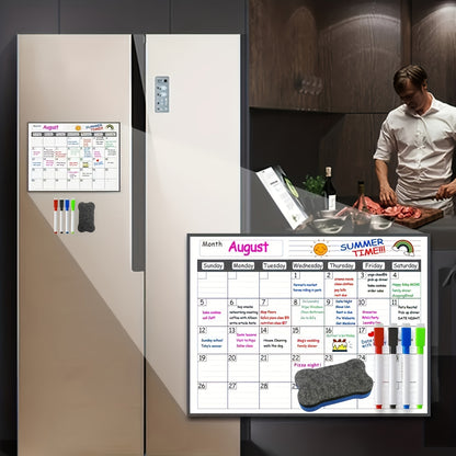 Magnetic Monthly Planner Calendar - Large Erasable Surface for Easy Scheduling, Includes Free Dry Erase Marker, Sticks to Kitchen Fridge for Convenient Meal Planning and Organization