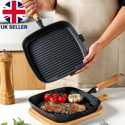 Nonstick Grill Pan – Induction Griddle Skillet with Pouring Lips for Steak & Cooking