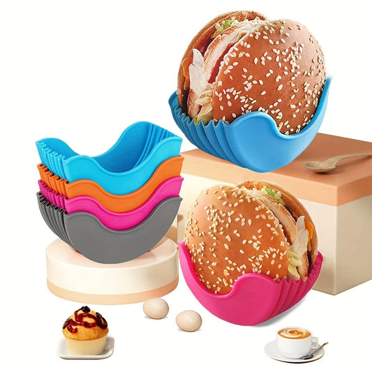 [Expandable Silicone Rack] 1pc/4pcs Reusable Expandable Silicone Hamburger Rack - Hamburger Tool Rack, Storage Rack, Kitchen Storage Box