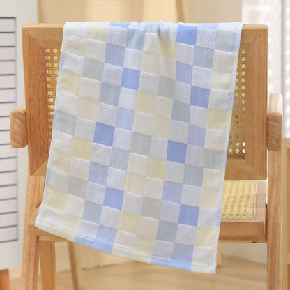 Super Soft Cotton Hand Towel – Color Grid Gauze Design (1PC)