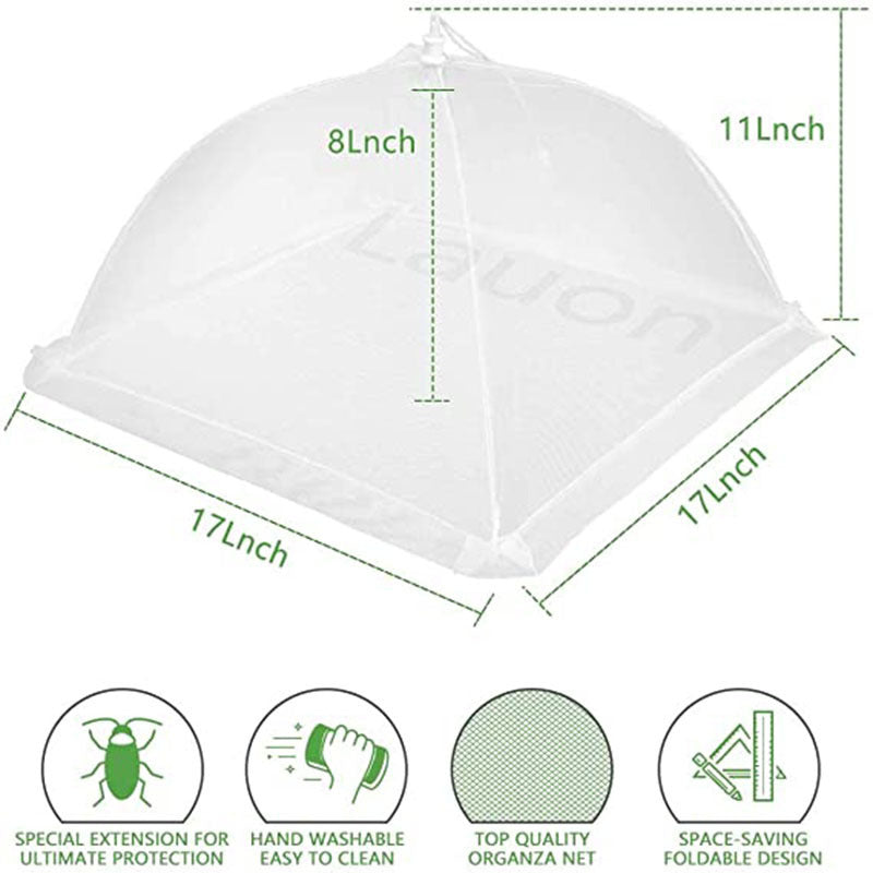 Foldable Food Cover ? Fly-Proof & Dust-Proof Mesh with Decorative Lace Edge