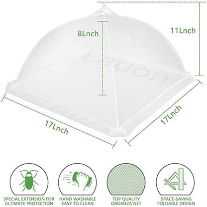 Foldable Food Cover ? Fly-Proof & Dust-Proof Mesh with Decorative Lace Edge