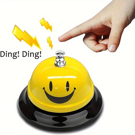1pc Call Bell Lovely Smile Face Desk Service Bell Ding Bell For Restaurant Hotel Room Kitchen Party Office Elderly Large Yellow Cute Bell, 3.35in*2.36in.