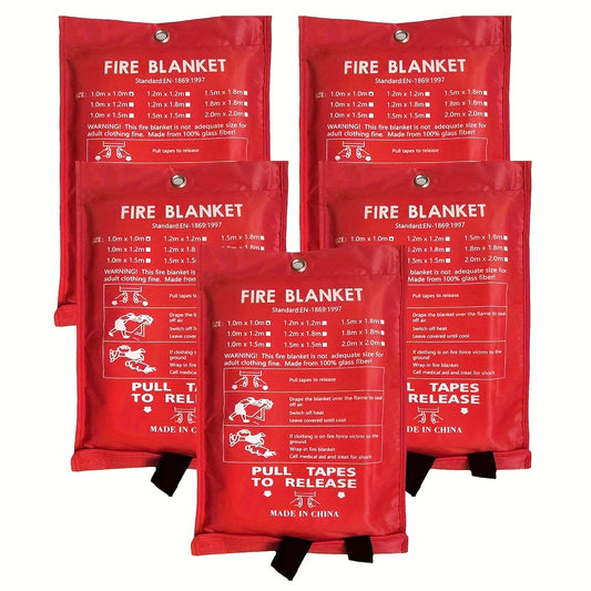 5pcs - Emergency Fire Blanket, Firefighter'S Accessory, Fireproof Blanket, Flame Retardant Blanket, Suitable for Home, Kitchen, School, Car, Office, Warehouse Safety Blanket 40"x 40"