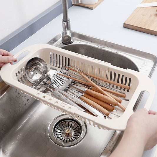 Retractable Draining Basket Draining Vegetable and Fruit Basket Household Kitchen Creative Sink Draining Rack Finishing Storage Basket