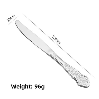 Elegant 410 Stainless Steel Cutlery Set with Retro Hollow Design