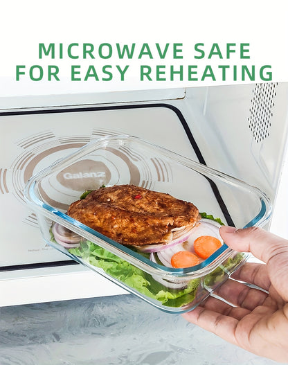 10pcs Leak-Proof Glass Meal Prep Containers - Durable, Reusable Kitchen Organizers - Airtight for Freshness - Ideal for Camping, Picnics, School, Office & Home