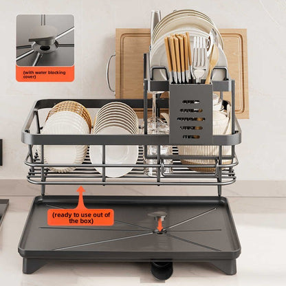 Stainless Steel Multifunctional Dish Rack ? Removable Design with Drainage Tray & Storage Holders