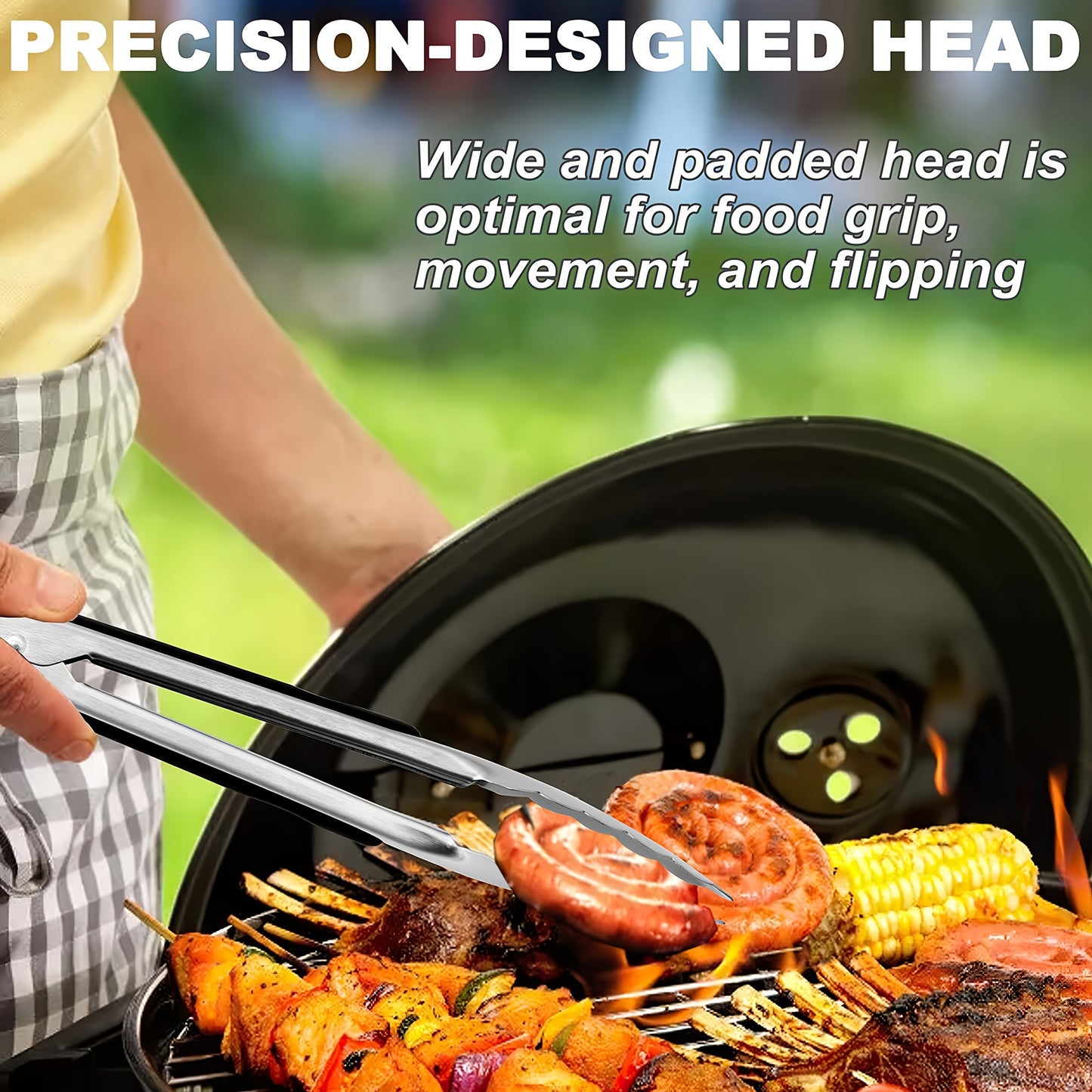 [Stainless Steel Locking Tongs] 3pcs Heavy Duty Stainless Steel Locking Tong Set with Long Handle & Non-Slip Silicone Grip - Heat-Resistant up to 480°F, Ergonomic Design for Cooking, Baking, Grilling - Durable Kitchen Utensi