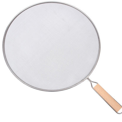 Stainless Steel Oil Splatter Screen ? Heat-Resistant Mesh with Wooden Handle