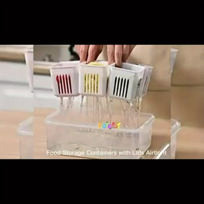 6-Tier Transparent Kitchen Storage Box Set with Lid - Heavy-Duty Plastic Food-Safe Organizer for Fridge, Freezer, Pantry, Kitchen - Space-Saving Design with Ventilation Holes, Stackable Refrigerator Storage Containers