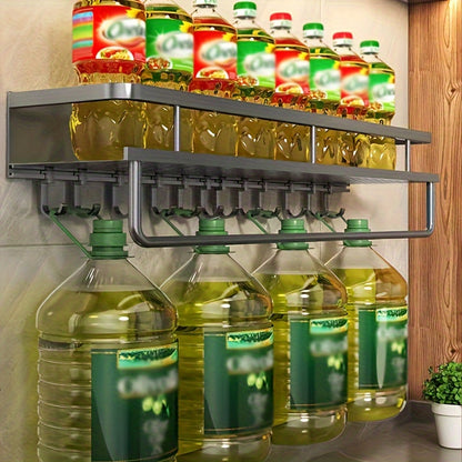 1pc Wall-Mounted Multi-Functional Spice Rack - Space-Saving Storage Shelf for Kitchen and Bathroom, Easy Installation, Punching-Free, Adjustable, Durable, and Rust-Resistant - Perfect Kitchen Organizer and Accessory for Maxim