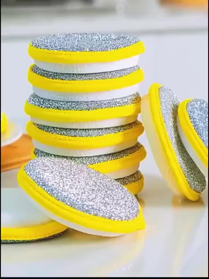 5/10pcs, Double Side Dishwashing Sponge Pan Pot Dish Wash Sponges Household Cleaning Tools Kitchen Tableware Dish Washing Brush