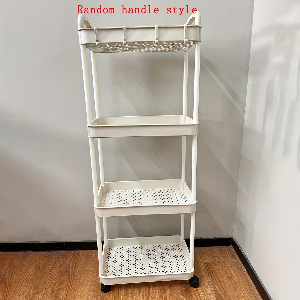 1pc Multi-Layer Storage Cart - Ergonomic Double Handle, Freestanding, Wheels, Durable Plastic, Ample Storage Capacity - Perfect for Bathroom, Living Room, Bedroom, Study, and Kitchen Organization and Decoration