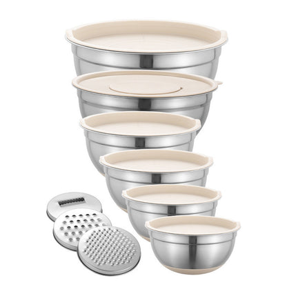 Stainless Steel Mixing Bowl Set ? Non-Slip Silicone Base with Lids & Graters
