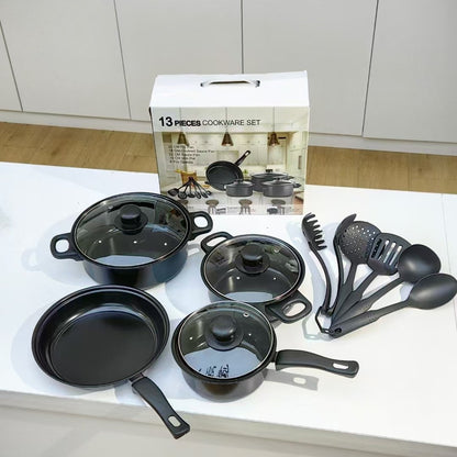 Multi-Functional Non-Stick Cookware Set ? Pots, Frying Pan & Glass Lids for Versatile Cooking