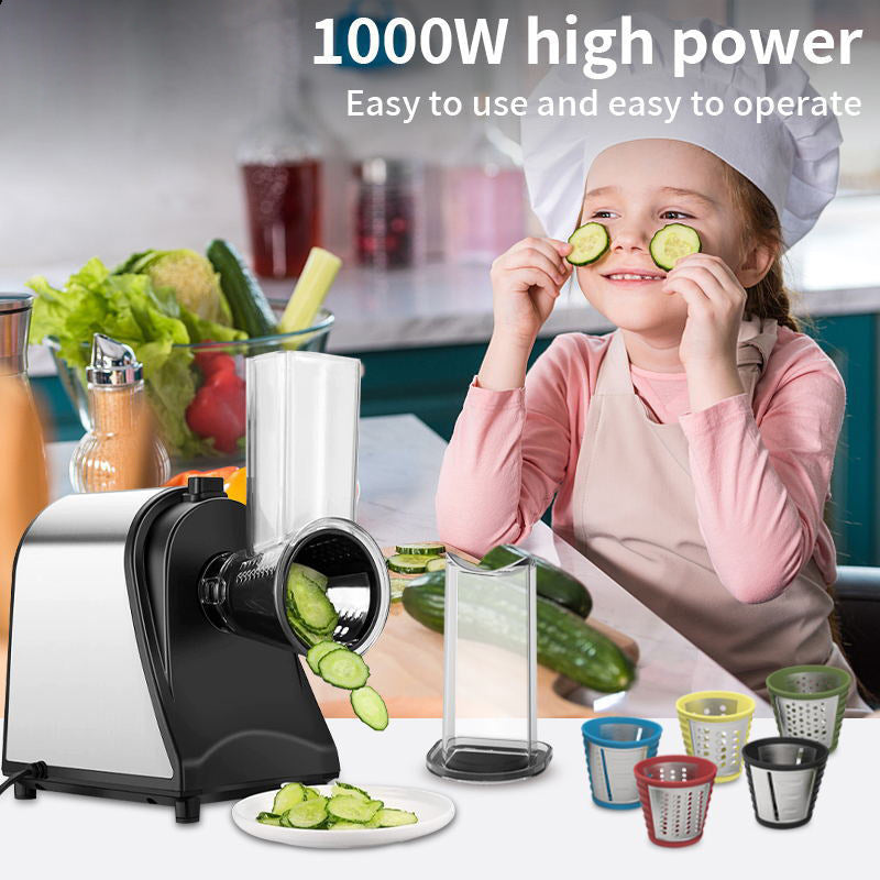 Multifunctional Vegetable Cutter ? 1000W High-Power Slicer & Grater with 5 Blades