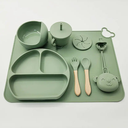 Silicone Baby Feeding Set with Mat and Utensils