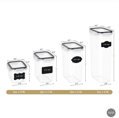 24-Piece Food Storage Container Set for Cereals, Snacks & Kitchen Organization