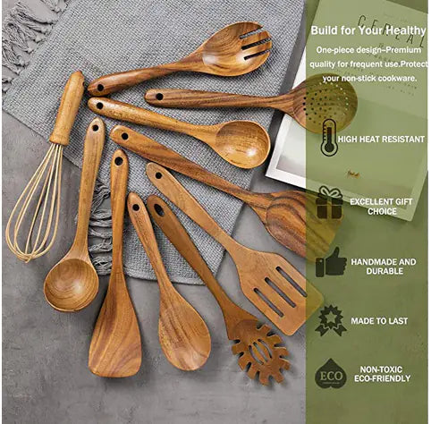 Japanese Non-Stick Wooden Spatula and Spoon Set