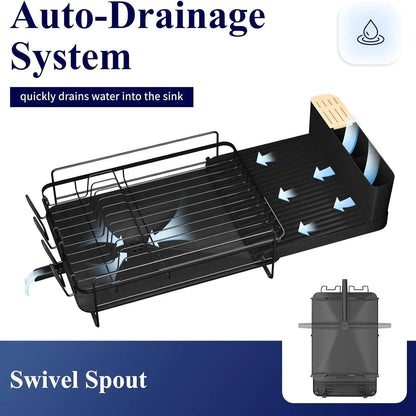 Retractable Kitchen Dish Cutlery & Cup Draining Rack