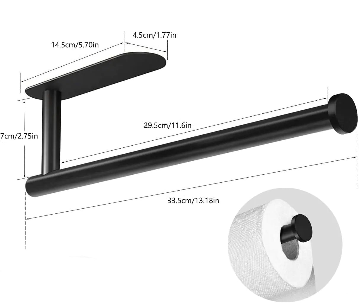 Black 304 Stainless Steel Cabinet Paper Towel Rack