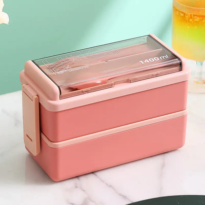 Microwavable Double Layer Plastic Lunch Box Set