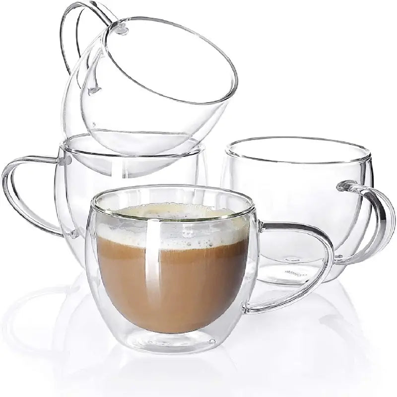 4pcs Double Wall Insulated Glass Coffee Cups Set