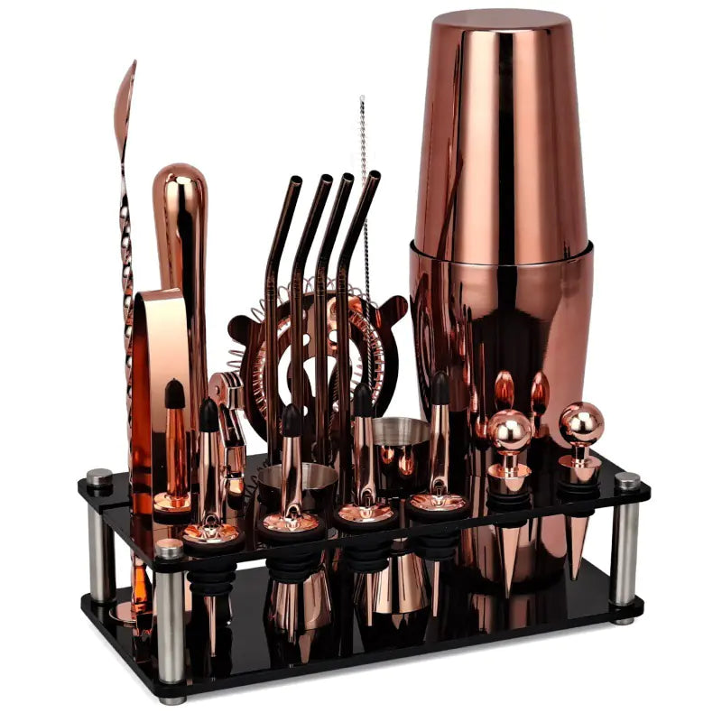 20-Piece Cocktail Shaker Bar Tool Set in Black