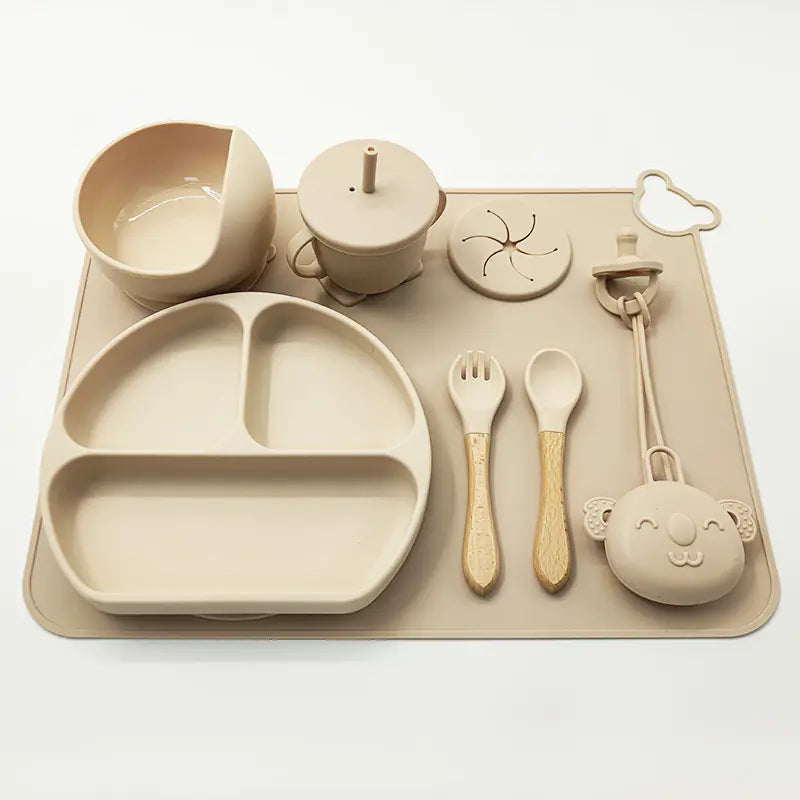 Silicone Baby Feeding Set with Mat and Utensils
