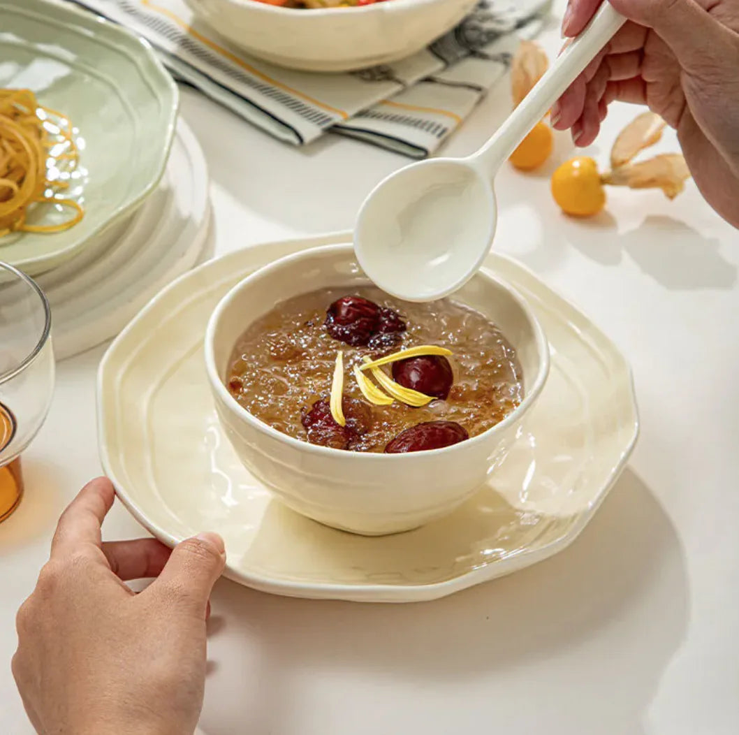 Household Solid Color Versatile Ceramic Tableware And Dishes Set