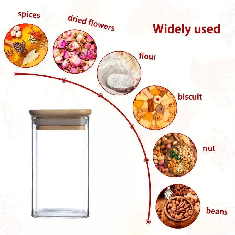 12 Pcs Square Spice Jars with Stickers