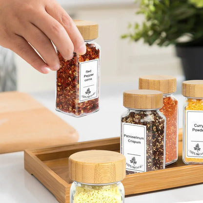 Glass Spice Jar with Bamboo and Wood Lid