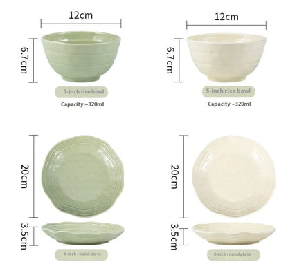Household Solid Color Versatile Ceramic Tableware And Dishes Set