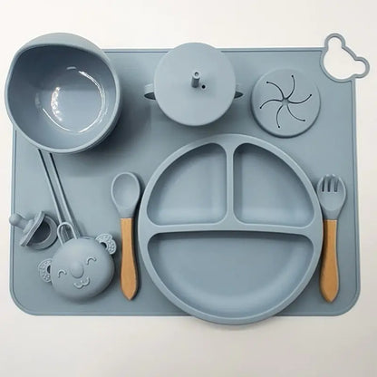 Silicone Baby Feeding Set with Mat and Utensils